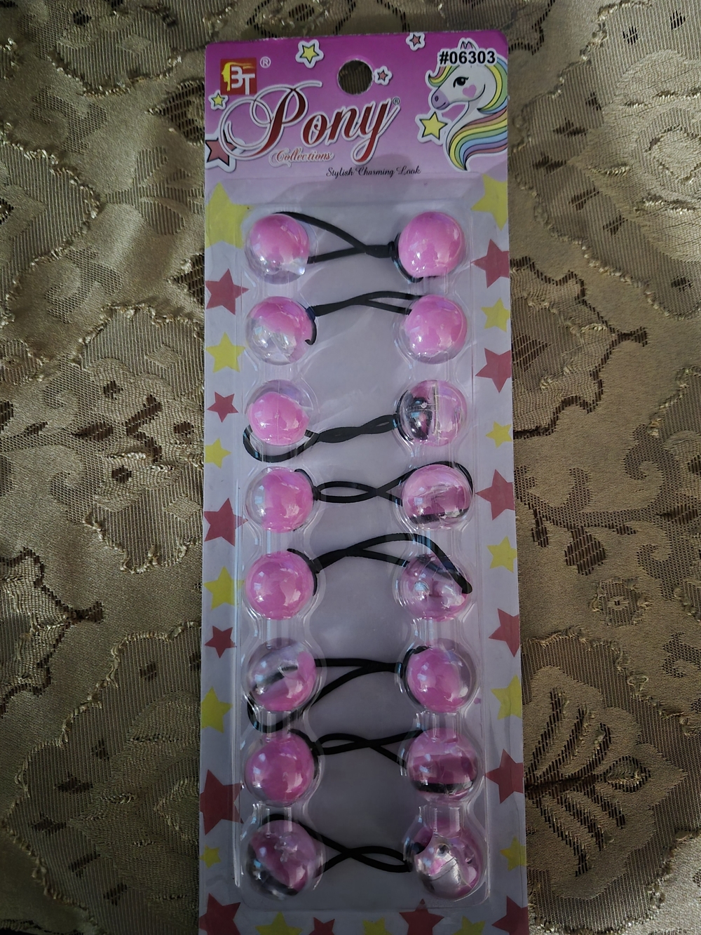 Pony Pink Bubble Bead Hair Ties for Kids